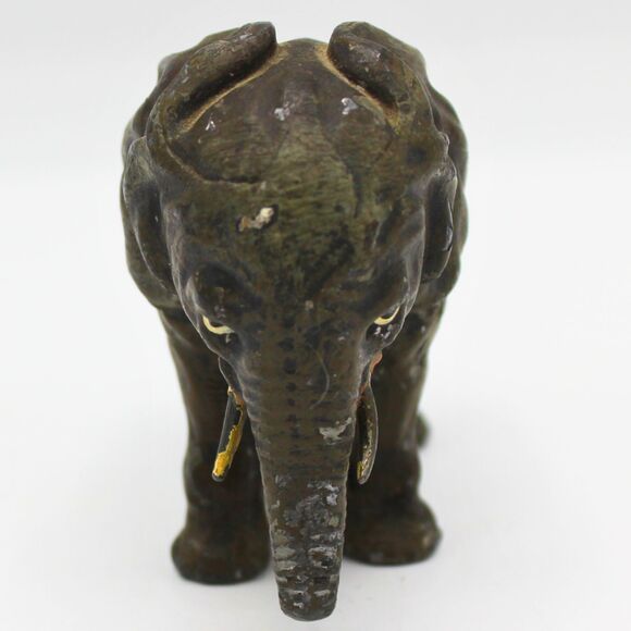 Antique Vintage Elephant Figurine Sculpture Curved Trunk Hand-Painted Features - Picture 3 of 7